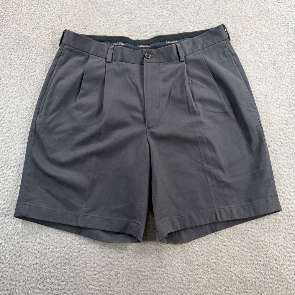 Brooks Brothers Pleated Chino Shorts Mens 34x8 Black Cotton Twill Classic
